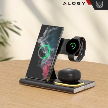 Kabelloses Ladegerät für Samsung: 3-in-1 kabellose Ladestation für Samsung Galaxy Watch 7/6/5/4/3 Pro Classic, Galaxy Buds für S24 Ultra, S23, S22, S21, S20, Note 20/10, Z Fold