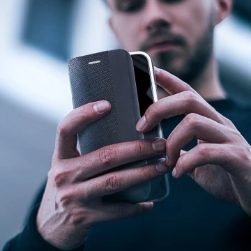 SENSITIVE Book Case für iPhone 16 Schwarz mit 360-Grad-Ständer