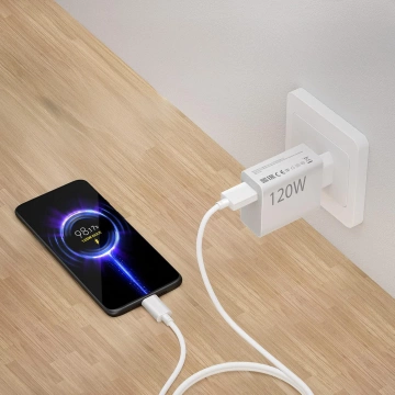 Oryginalna Ładowarka Sieciowa Xiaomi MDY-13-EE 120W Szybkie ładowanie Quick Charge QC 3.0 Biała + Kabel Xiaomi USB do USB-C