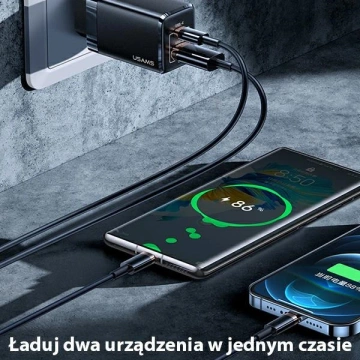 USAMS Ład. siec. T41 USB-C USB GaN 47 W PD QC (nur Kopf) Schnellladung czarny/schwarz CC137TC01 (US-CC137)