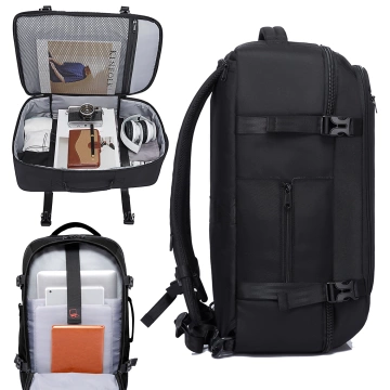 Bange wasserdichter Rucksack für 15,6-Zoll-Laptop, Stadtreisender, 45 x 30 x 16 cm, für Arbeit, Flugzeug, Herren, Damen, mit USB-Anschluss Schwarz