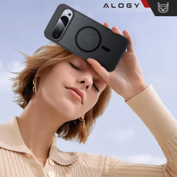 Etui do Google Pixel 9/ 9 Pro obudowa Alogy MagSafe Hybrid Matte Case pokrowiec plecki na telefon MagMat matowe Czarne