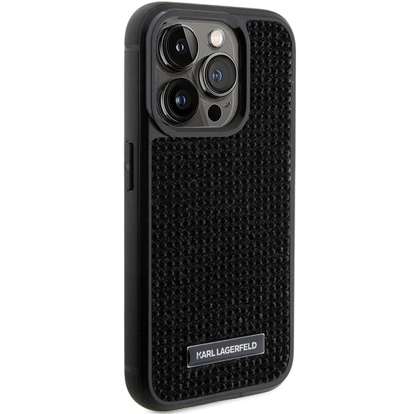 Etui Karl Lagerfeld KLHCP15LHDSPLK do iPhone 15 Pro 6.1" czarny/black hardcase Rhinestone Logo Metal Plate