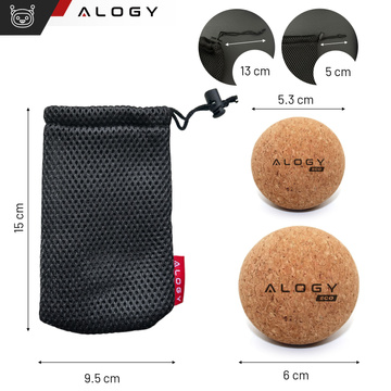 Korkball Set mit 2 ECO-Bällen für Muskelmassage-Massagegerät, hart, klein, Korkbälle 6 cm und 5,3 cm, Alog-Tasche, Sport-Fitness