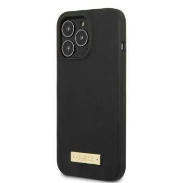Etui Guess GUHMP13XSPLK für Apple iPhone 13 Pro Max 6,7" Czarny/Black Hard Case Silikon Logo Plate MagSafe