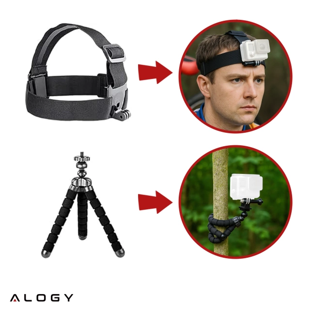 Zestaw Akcesoriów do GoPro Hero 13 12 11 10 9 8 7 6 kamerki sportowej zestaw mocowań Alogy ActionKit™ XXL 58w1 z Etui pokrowcem Walizką