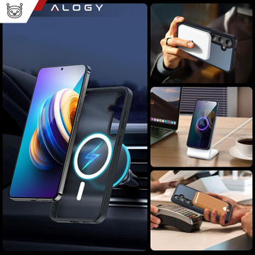 Hülle für Samsung Galaxy S24 Mag Safe Case MagMat Phone Back Cover Mattschwarzes Glas