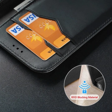 iPhone 16 Pro Dux Ducis Hivo Lederhülle mit RFID Schwarz