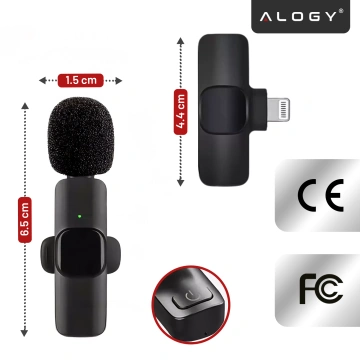 2x Alogy Lightning Wireless Lavalier-Mikrofon für Apple iPhone iPad Kleine Mikrofone Set bestehend aus zwei Mikrofonen
