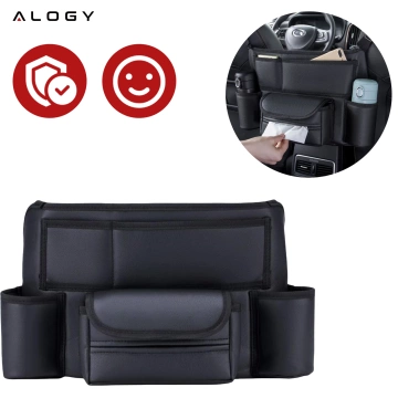 Auto-Organizer für das Auto zwischen Sitzen, Autositz Alogy, Auto-Getränkehalter, Taschentücher, Schwarz