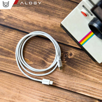 USB-C-Typ-C-Kabel, stark, schnell, 60 W, PD, 1 m, für iPhone 15/Pro/Max, iPad, MacBook, Alogy Nylonkabel, weiß