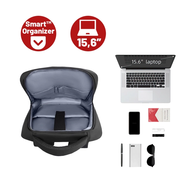 Plecak na Laptopa 15.6" Mark Ryden, Bagaż Podręczny, Bezpłatny, Wodoodporny Biznesowy i Podróżny, Usztywniany, Zamek YKK, Materiał Oxford 40×30×10 cm – Czarny