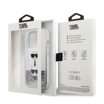 Karl Lagerfeld KLHCP13LKICGLS Handyschutzhülle für Apple iPhone 13 Pro / 13 6.1" Silber/Silber Hardcase Liquid Glitter Karl