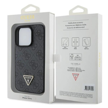 Etui Guess GUHCP15XP4TDPK für iPhone 15 Pro Max 6,7" czarny/schwarz Hardcase Leder 4G Diamond Triangle
