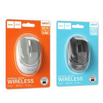 HOCO Kabellose Maus 2.4G Bluetooth 1600 DPI GM34 Grau-Weiß