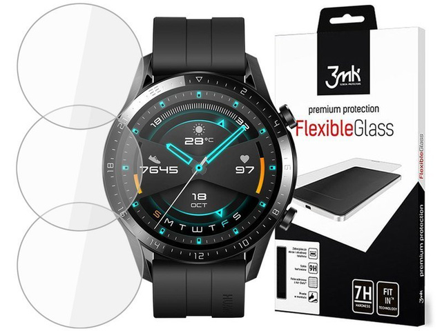 Szkło 3mk x3 Flexible Glass 7H do Huawei Watch GT 2 46mm