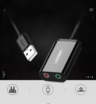 Adapter UGREEN externe USB Musik Soundkarte - 3,5 mm Miniklinke 15cm schwarz (30724)