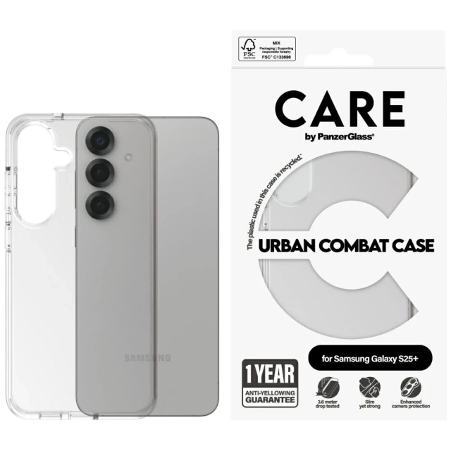 Etui do Samsung Galaxy S25+ CARE by PanzerGlass Flagship Urban Combat White QI przezroczyste