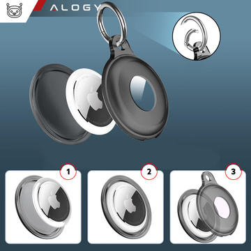 Locator-Hülle für Apple AirTag Schlüsselanhänger, wasserdichte Hülle Alogy 360, IPX8-Gehäuse mit Anhänger, mattschwarz