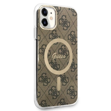 Zestaw Guess GUBPN61H4EACSW Case Charger iPhone 11 6,1" Hard Case 4G MagSafe Print braun/braun