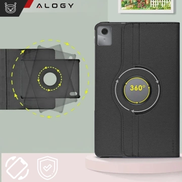 Etui 360 do Lenovo Tab K11 / K11E 11” M11 10.95" TB330FU / TB330XU / TB331FC obrotowe pokrowiec obudowa z klapką na tablet Case Alogy Czarne