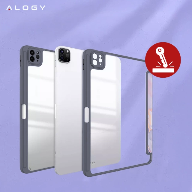 Etui hybrydowe z miejscem na rysik do Apple iPad Air 11" (2024,2025) / Air 10.9" (2020,2022) / Pro 11 (2018) Alogy Hybrid Book Cover Case Marble Fioletowe