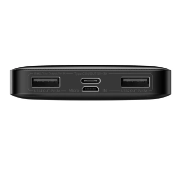 Powerbank mit Display Baseus Bipow 10000mAh 15W schwarz (Overseas Edition) USB-A - Micro USB Kabel 0,25m schwarz (PPBD050001)