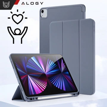 Etui ochronne z rysikiem do Apple iPad Air 13" 2024/2025, iPad Pro 12.9" 2018-2022 obudowa na tablet Fioletowe + Szkło