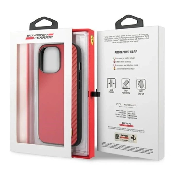 Ferrari iPhone 13 Pro Max 6.7" Hülle Rot/Rot Hardcase On Track Carbon Stripe