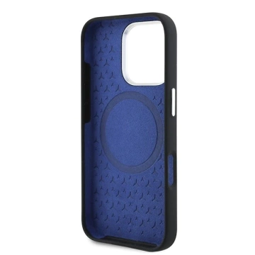 Mercedes Hülle für iPhone 16 Pro Max 6,9" Hardcase Silikon Blue Stripe MagSafe Schwarz