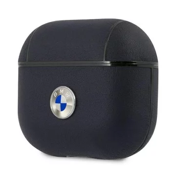 Etui ochronne na słuchawki BMW do AirPods 3 cover granatowy/navy Geniune Leather Silver Logo