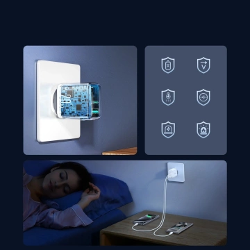 Joyroom USB-C / USB-A 20W PD / QC 3.0 Netzwerkladegerät - Weiß