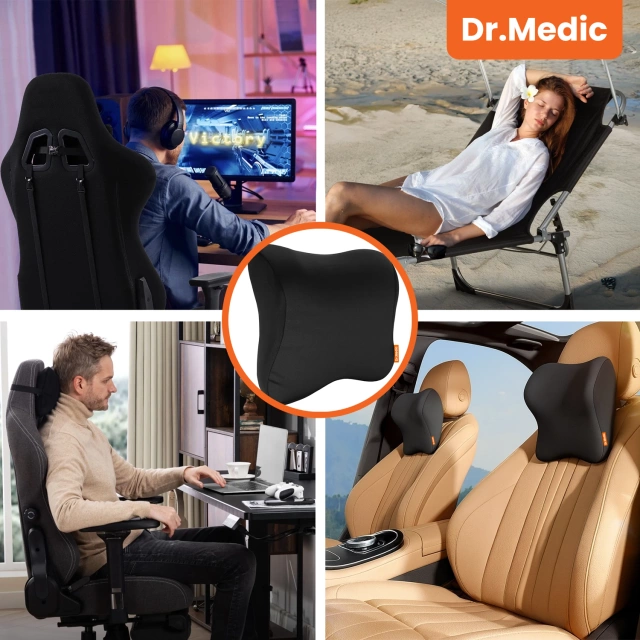 Poduszka do Samochodu pod Głowę Kark Szyję DR.MEDIC NeckRest™ Ergonomiczna poduszka na fotel zagłówek krzesło do biura auta dla kierowcy pasażera