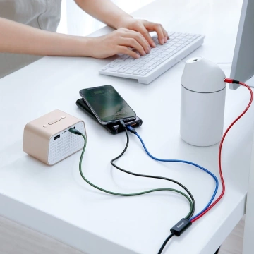 Baseus Kabel USB 4in1 Lightning / 2x USB Typ C / Micro-USB Kabel in Nylongeflecht 3.5A 1.2m schwarz (CA1T4-B01)