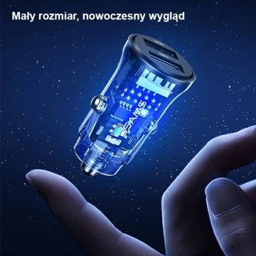 USAMS Ładowarka samochodowa C31 3A 2xUSB-A Fast Charge niebieski/blue CC162CC02 (US-CC162)