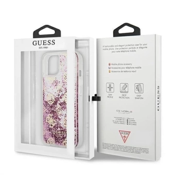 Guess GUHCP13SLGPEPI iPhone 13 mini 5,4" różowy/pink Hardcase Peony Liquid Glitter