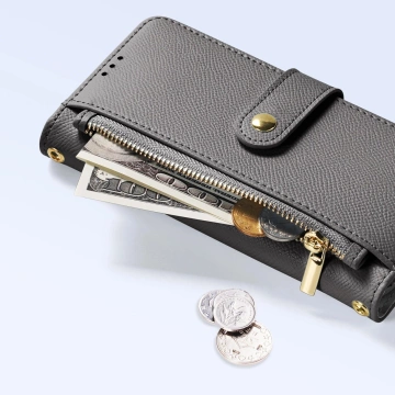iPhone 16 MagSafe Lederhülle Dux Ducis Lawa Wallet – Grau