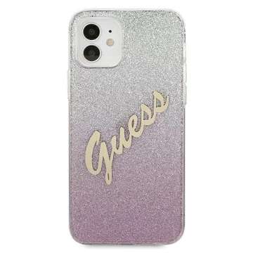 Guess GUHCP12SPCUGLSPI iPhone 12 mini 5,4" różowy/pink Hardcase Glitter Gradient Script