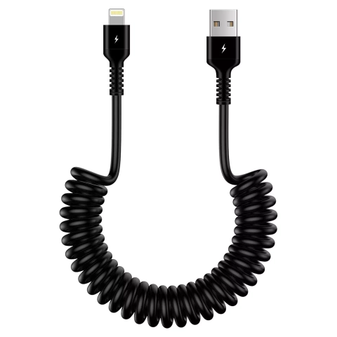 Alogy Spiral-Autoladekabel für iPone 3A 150 cm USB A-Lightning schwarz
