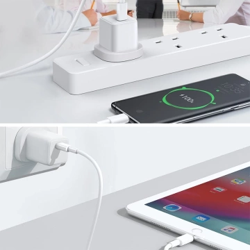 Joyroom USB-Wandladegerät Typ C / USB 30W Power Delivery Quick Charge 4.5A (UK-Stecker) weiß (L-QP303)