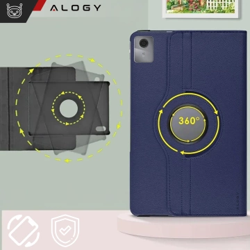 Etui 360 do Lenovo Tab K11 / K11E 11” M11 10.95" TB330FU / TB330XU / TB331FC obrotowe pokrowiec obudowa z klapką na tablet Case Alogy Granatowe