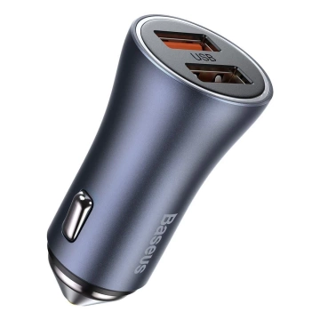 Baseus Golden Contactor Pro schnelles Autoladegerät 2x USB 40 W Quick Charge SCP FCP AFC USB Kabel - USB Typ C grau (TZCCJD-A0G)