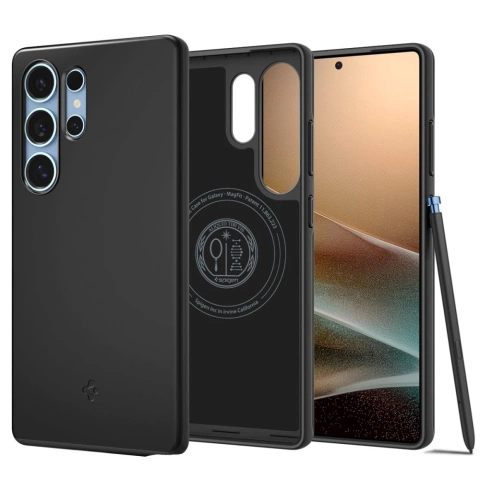 Samsung Galaxy S25 Ultra Schwarze Spigen Thin Fit Mag MagSafe Hülle