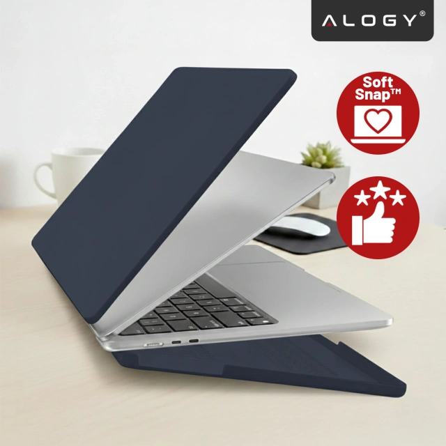 Etui do Apple Macbook Air 13.6 2022-2025 (M2/M3/M4) – elastyczna, matowa obudowa ochronna, lekka i odporna – Alogy AirGuard™ Granatowy