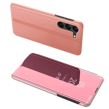 Clear View Case für Samsung Galaxy S23 Plus Flip Cover Pink