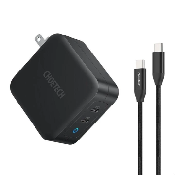 Choetech PD6008 GaN 100W 2x USB-C Power Delivery Schwarzes Ladegerät