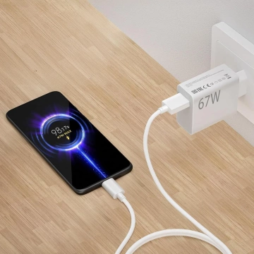 Xiaomi Original MDY-14-EW 67W Wandladegerät Schnellladung QC 3.0 USB-USB-C 6A Kabel Weiß