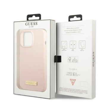 Etui Guess GUHMP13XSPLP für Apple iPhone 13 Pro Max 6,7" różowy/pink Hartschale Silikon Logo Plate MagSafe