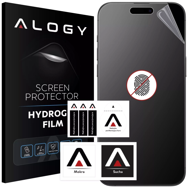 „MATTE“-Folie für Apple iPhone 15 Pro Hydrogel Alogy HydroSkin Matte Pro™ Display für „FINGERPRINT FREE“-Hülle