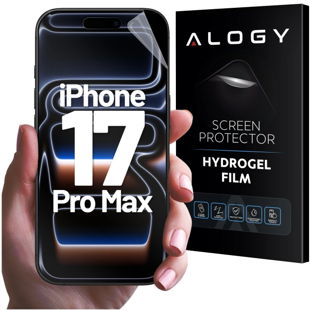 Folia hydrożelowa do Apple iPhone 17 Pro Max – elastyczna ochrona ekranu, samoregeneracja, pełne dopasowanie i wysoka przejrzystość – Alogy Hydrogel Film™